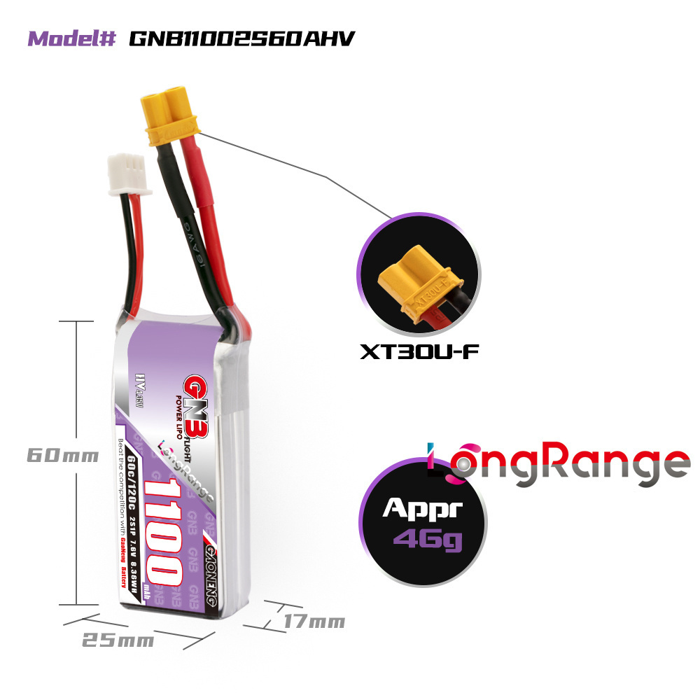 GNB 1100mAh 2S 3S 4S 6S 60C/12 - Nano Quad Fpv avis et prix