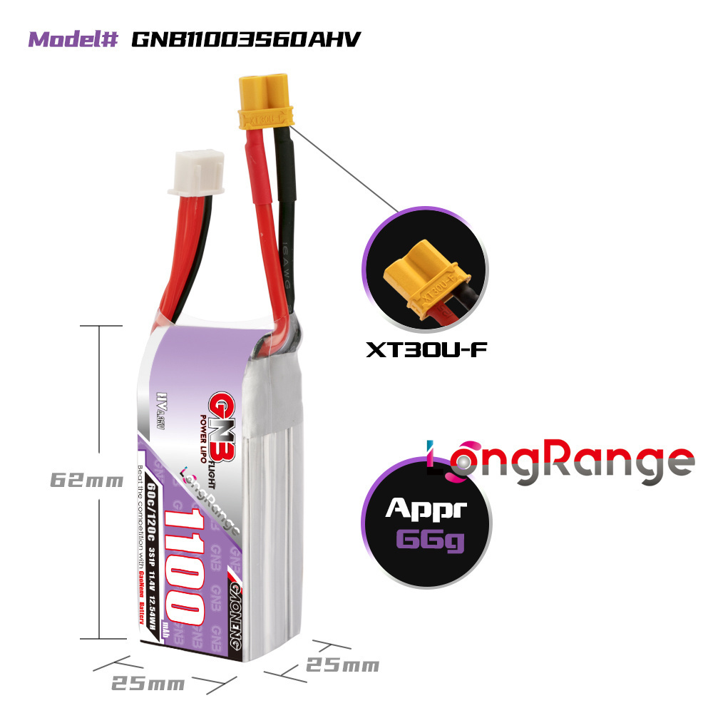 GNB 1100mAh 2S 3S 4S 6S 60C/12 - Nano Quad Fpv avis et prix